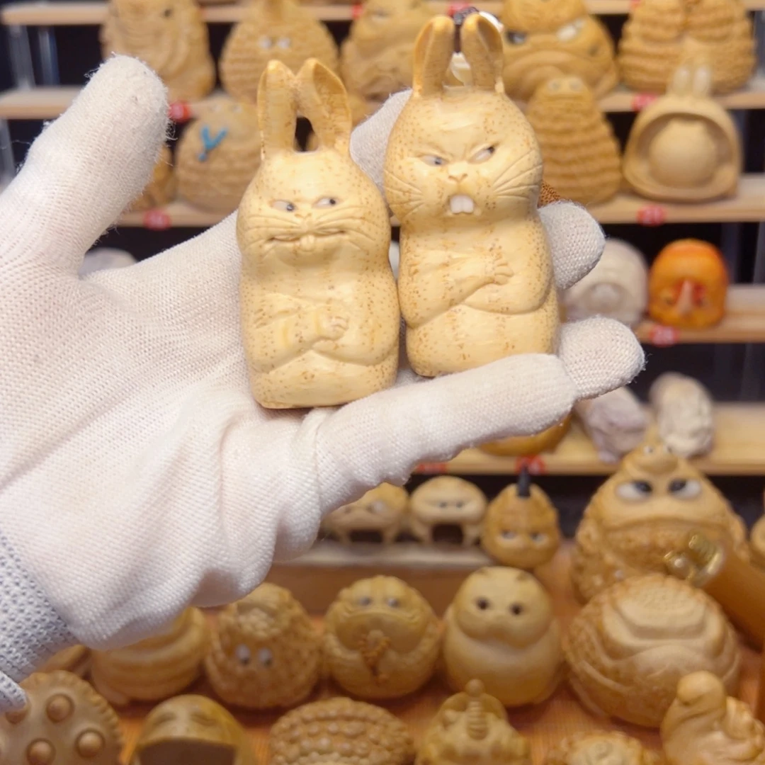 竹类竹根雕兔子单颗1144444