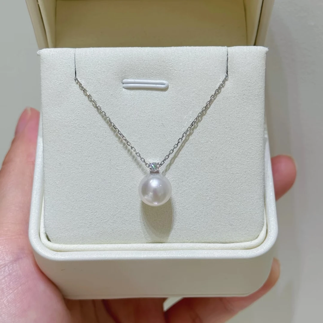 戴妃款单颗天然珍珠轻奢吊坠赠银链11-12mm LXZB072