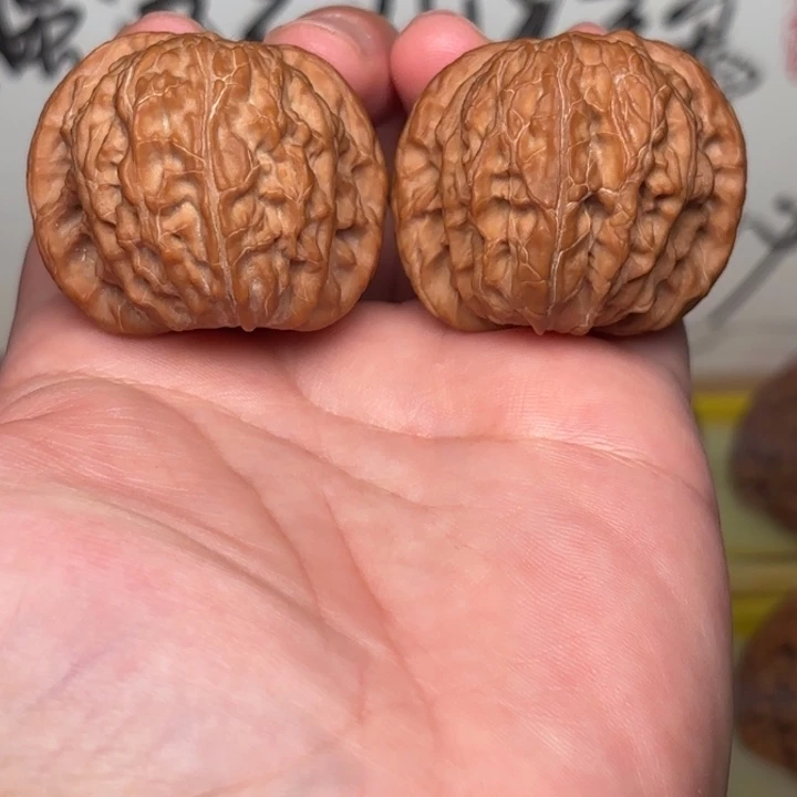 文玩核桃把件危*丶39 尺全品无修山地红皮磨盘