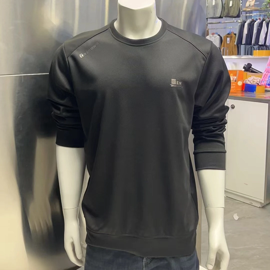 135男士珠地棉圆领长袖卫衣