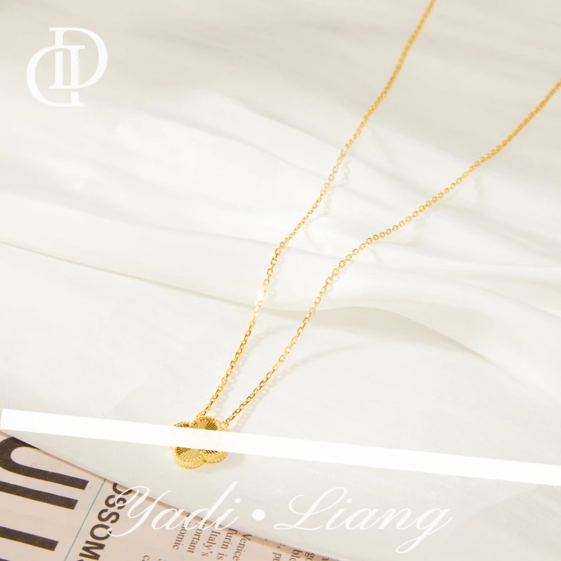 坠链均925银 梁雅帝新品【lucky四叶宝相花】设计感时尚纯银项链