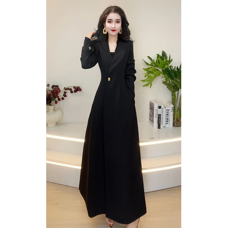 简约时尚宽松外套裙2025秋季新品女韩版气质长款风衣外套99925