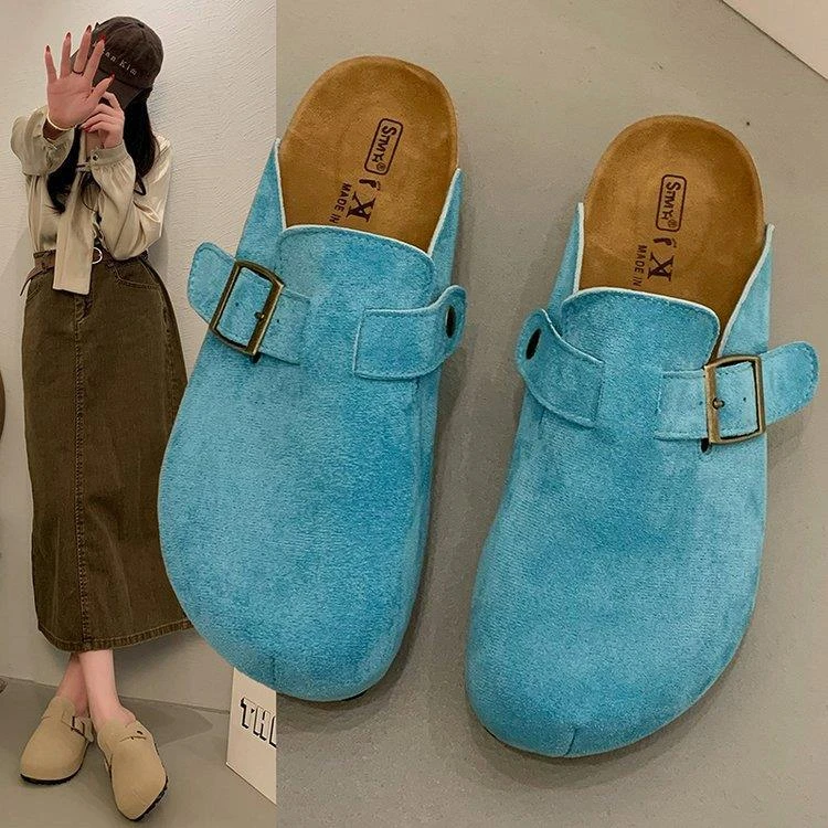 2025春夏新款小个子内增高5CM勃肯鞋女复古厚底包头半拖鞋女外穿