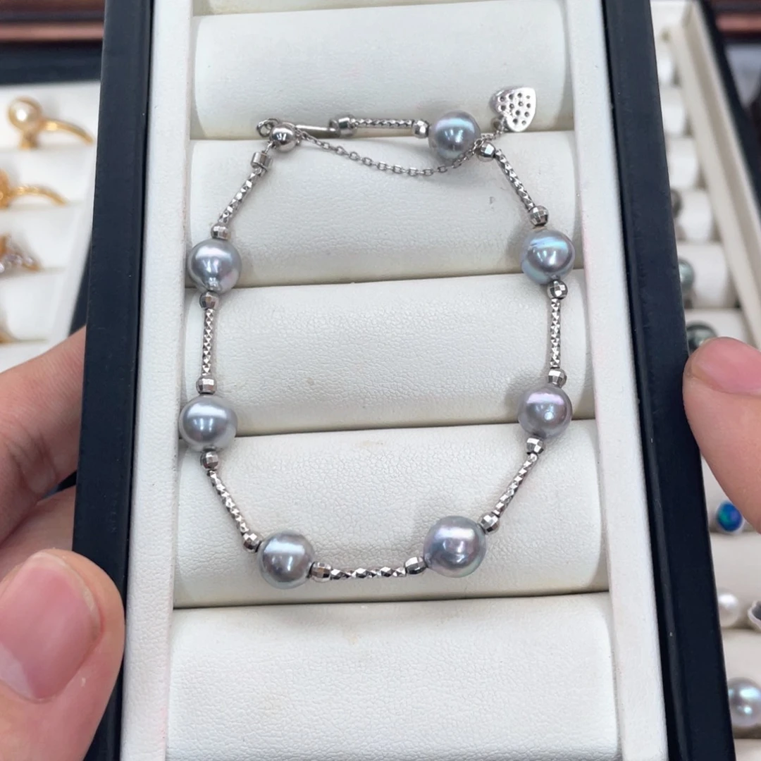 银S925镶嵌手绳海水珍珠