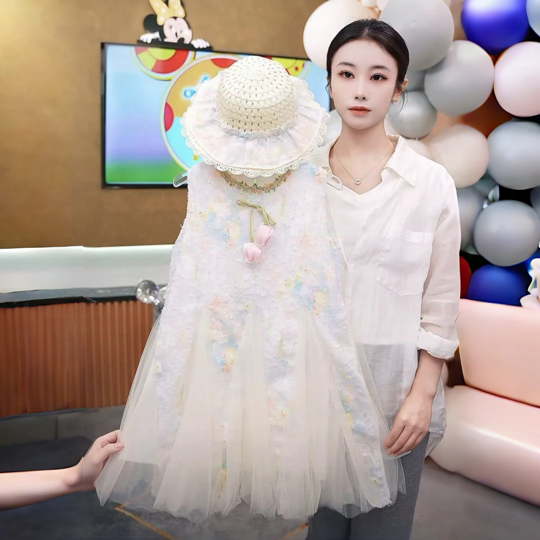 【王三岁】迪士尼蓬蓬裙夏季女中国风碎花连衣裙裙子少女宽松印花