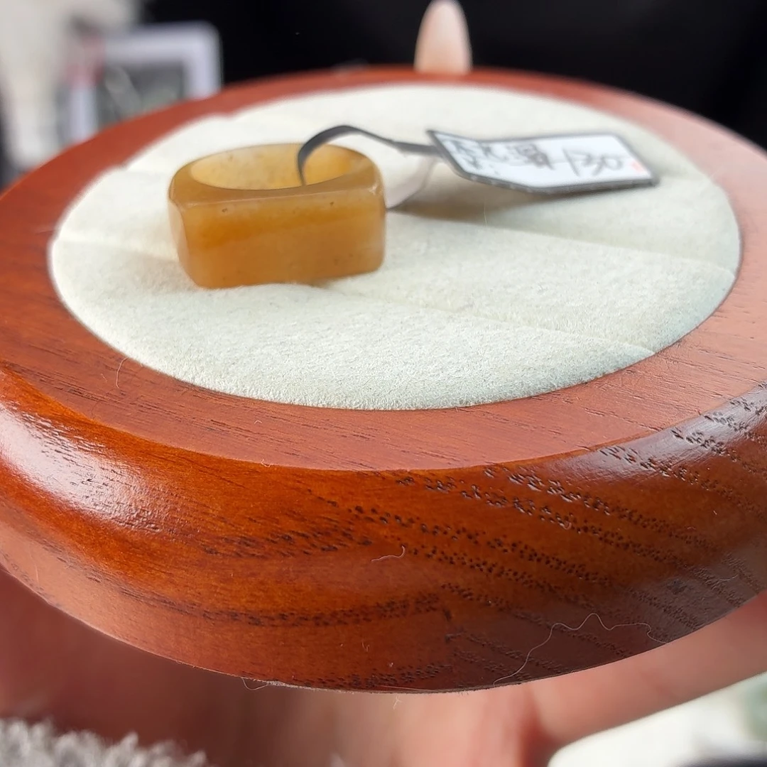 和田玉未镶嵌戒指r58金桔糖马鞍16.3