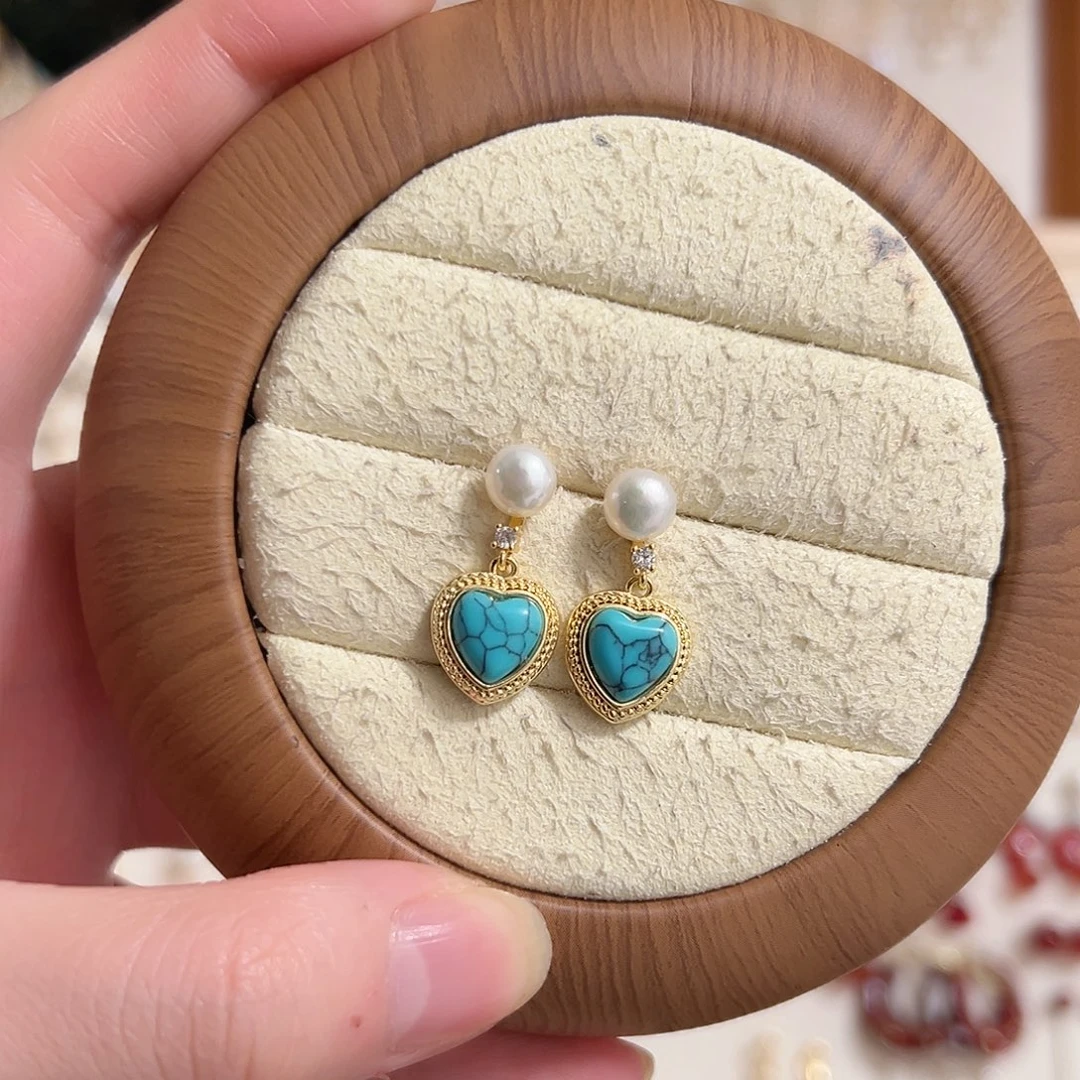 耳钉银S925镶嵌淡水珍珠