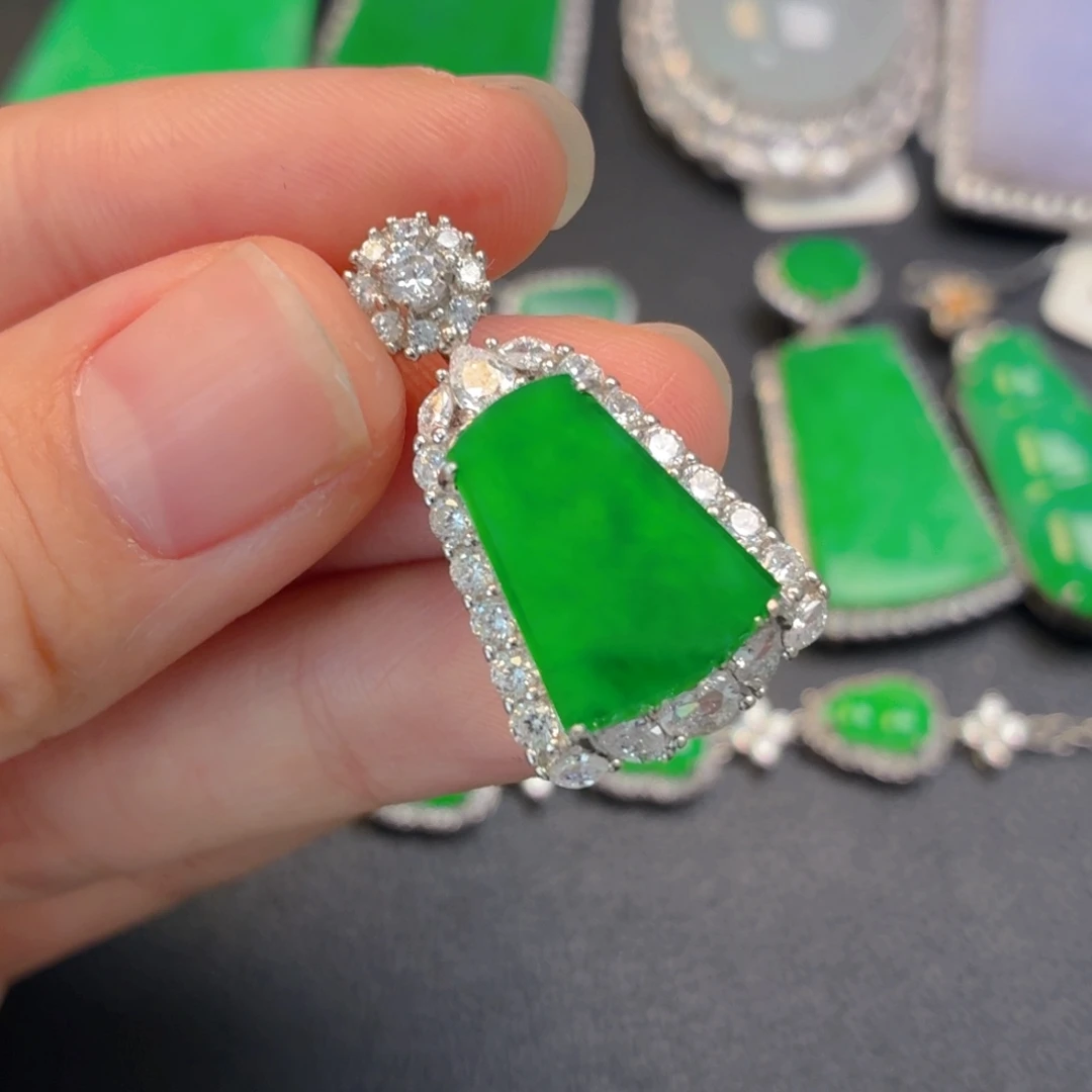 翡翠银S925镶嵌吊坠(不含链)