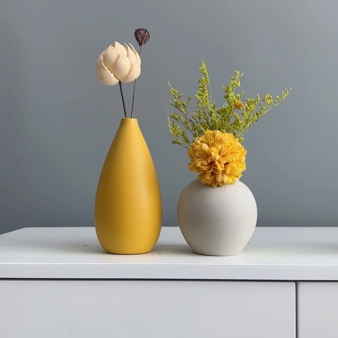 摆件陶瓷小花瓶摆件含花总高约20-30cm