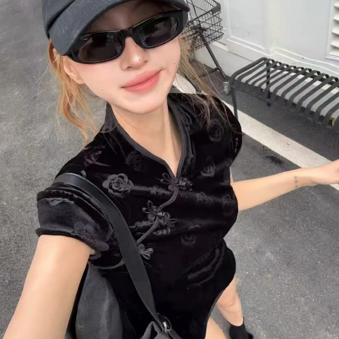 GOD财神正版早秋新款 很洋气的辣妹暗花洋气旗袍连衣裙