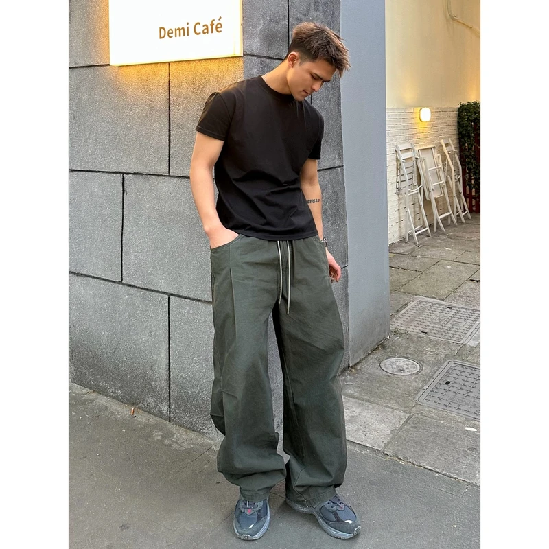 【Mark马克】夏季纯棉宽松阔腿百搭直筒男生运动休闲裤复古伞兵裤