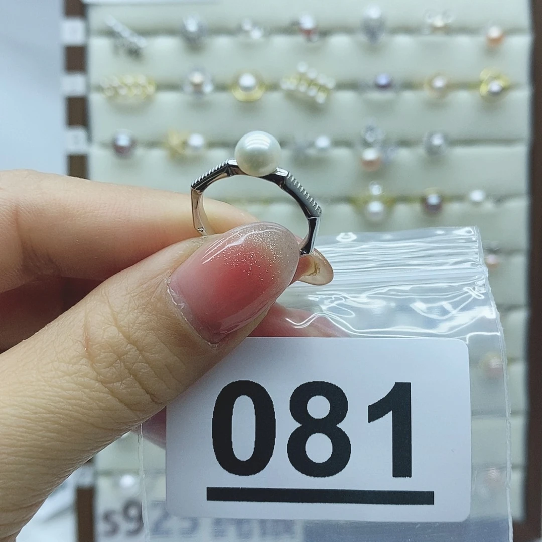 淡水珍珠戒指银S925镶嵌二**妈081