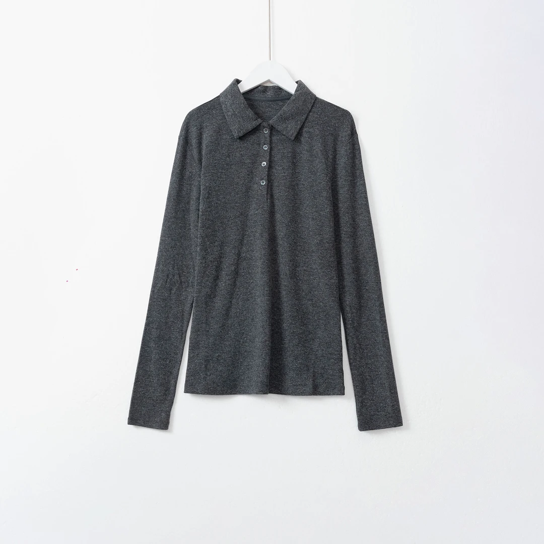 几里与麻 秋冬必备基础款翻领打底衫 衣长60 胸围84 2100807