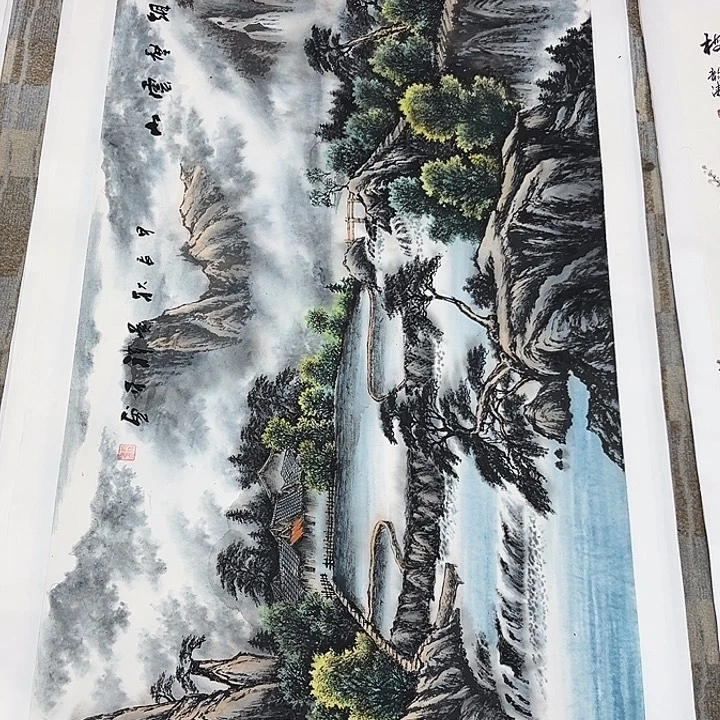 如***君国画黄祥平老师四尺山水作品旭