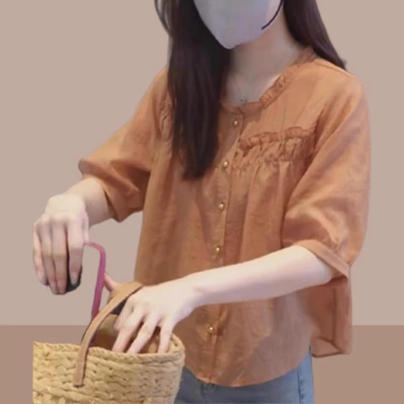 小众设计感衬衫2025年夏季新款女装时尚短袖开衫薄款洋气韩系宽松