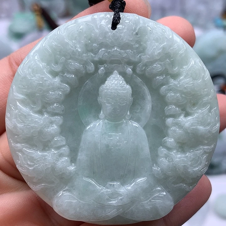翡翠未镶嵌颈饰霸气侧漏九龙大日如来福利两面工艺福利卡厚12+