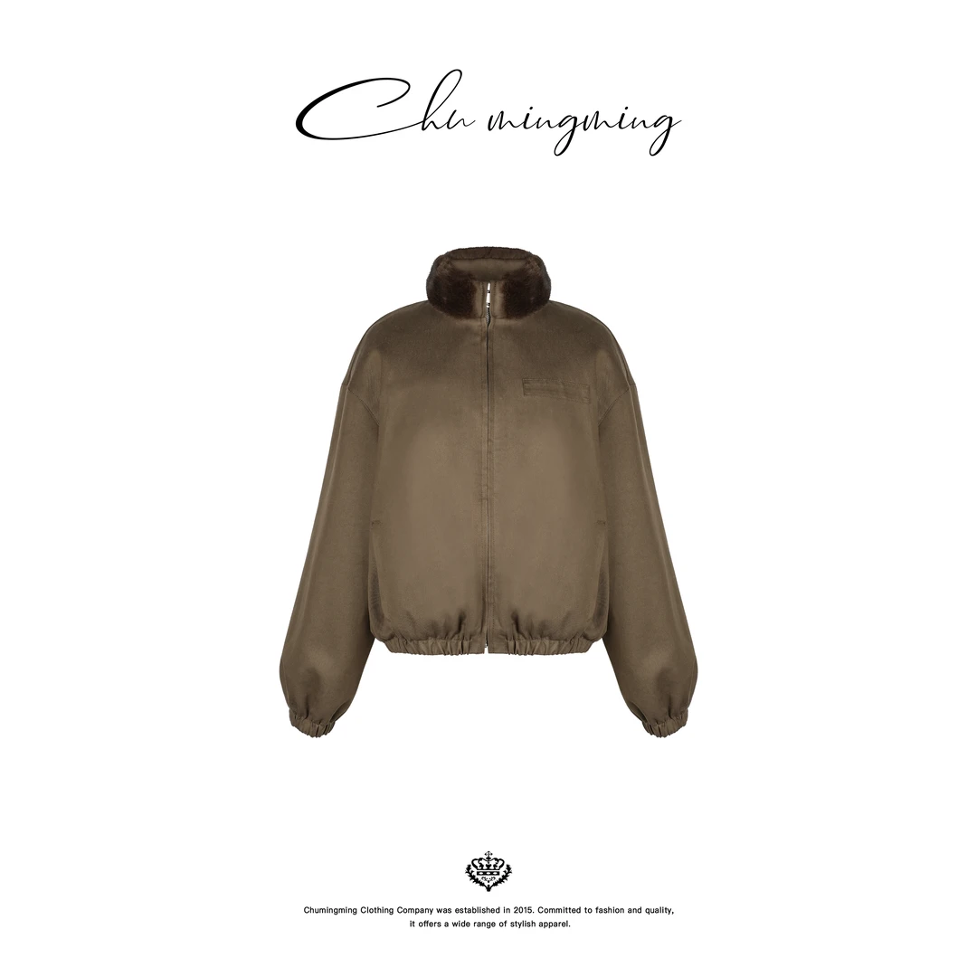 【CHUMINGMING】【密咖】帕斯条水貂夹克羽绒外套CS2504