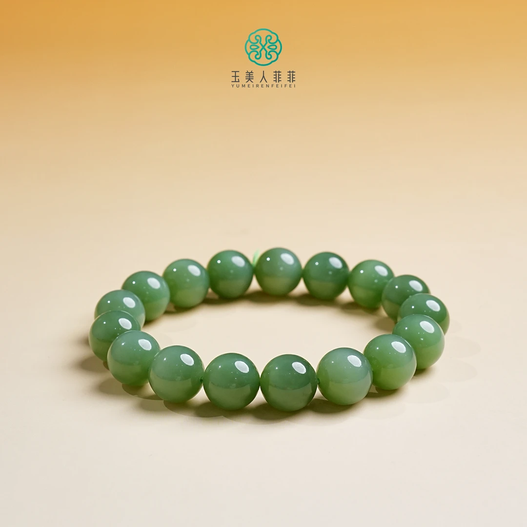珠光宝气-碧玉单圈圆珠手串约11-12mm