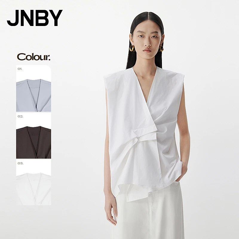 【商场同款】JNBY/江南布衣25夏新品衬衫无袖V领宽松5P5214080