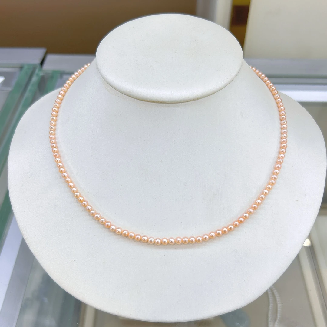 【罗伊伊推荐】 淡水珍珠奶油金项链 3-4mm 18K金（送手链）YB0109