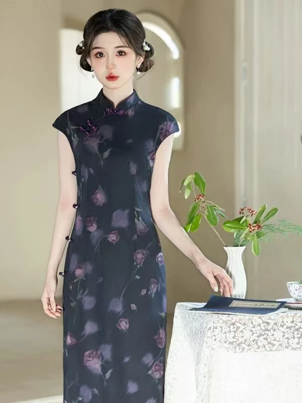 652 （紫玫瑰）夏季时尚旗袍