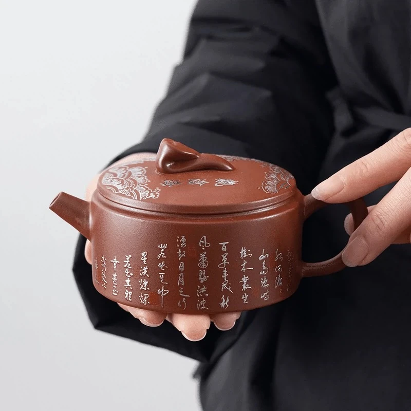 手工紫砂壶观沧海汉瓦壶鎏银家用名家功夫茶具D1