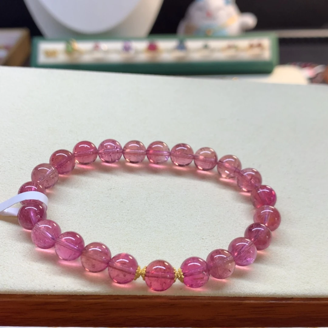 【闪购商品】碧玺手串未镶嵌一**光卢比来7.8mm