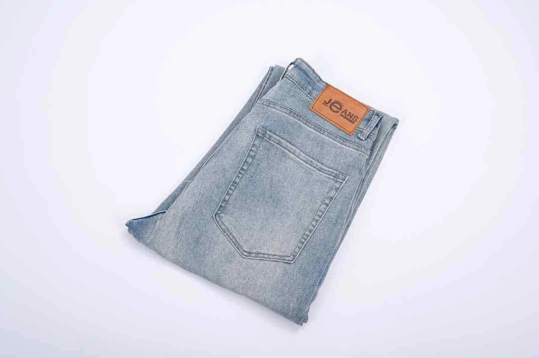 新款夏季复古风美式休闲直筒宽松百搭弹力潮牌蓝色高端牛仔长裤子