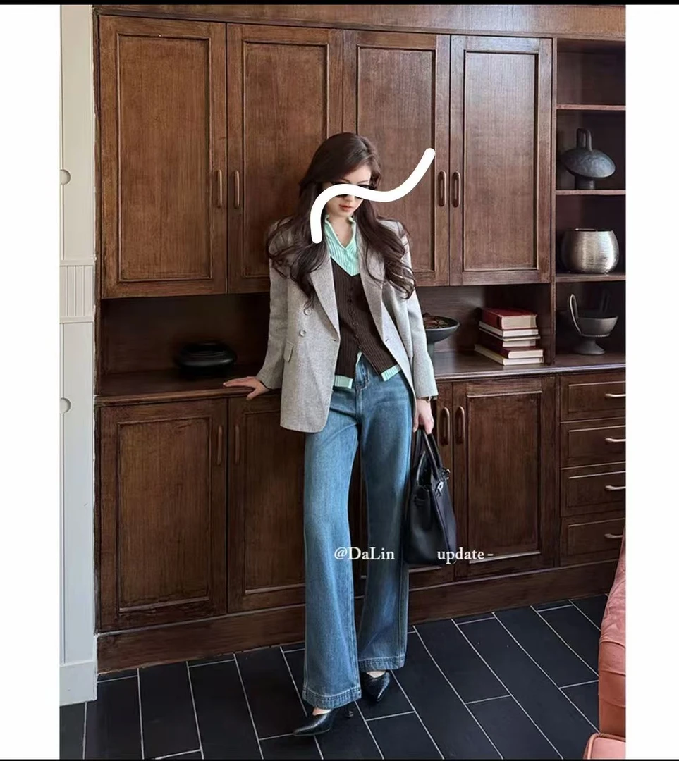 牛仔裤高腰长裤裤子春季显瘦时尚休闲百搭裤8285