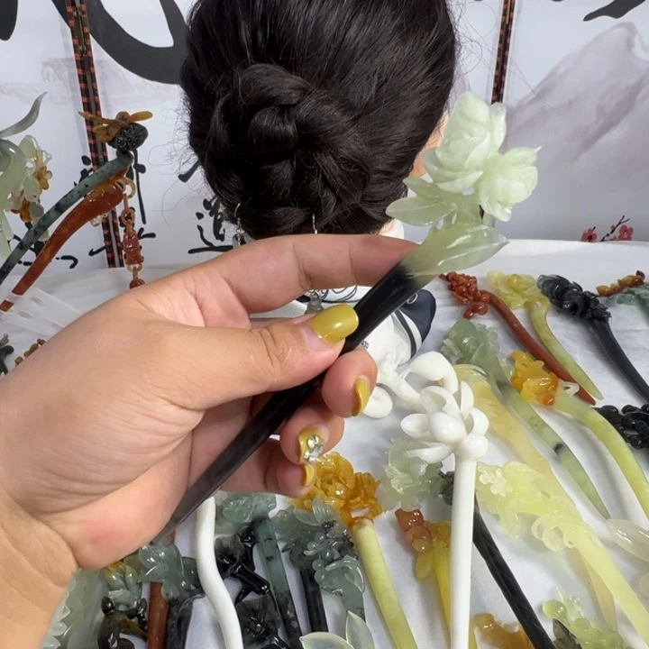 E***✓蛇纹石玉未镶嵌发饰