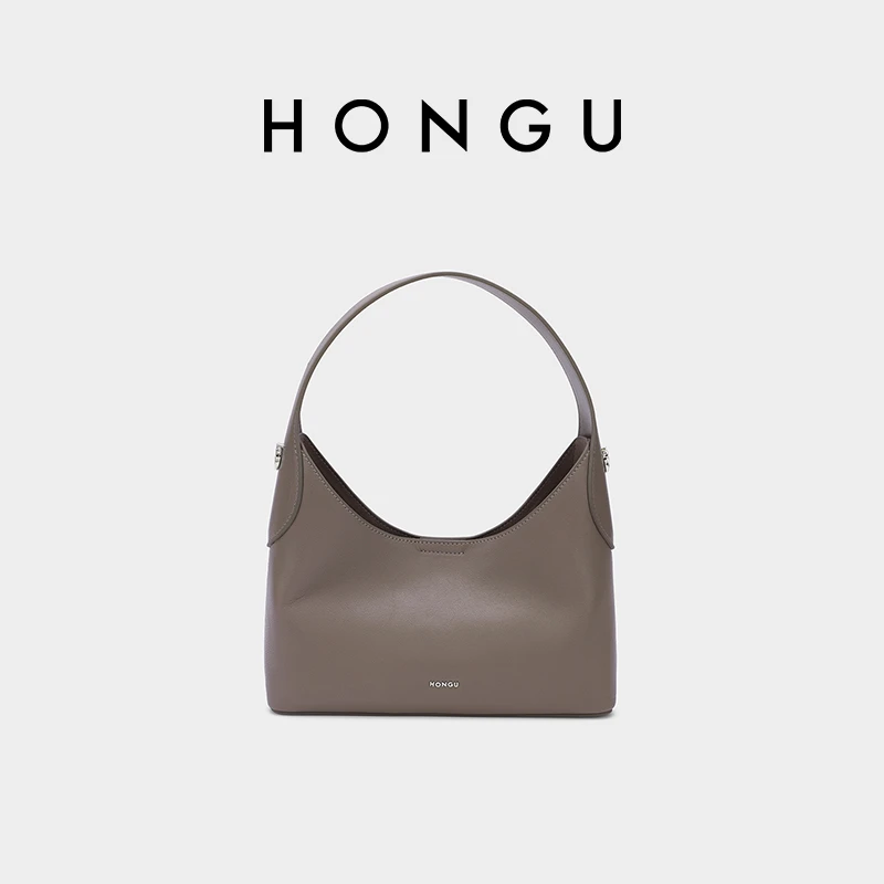 HONGU/红谷轻奢小众通勤风腋下黑色凯莉包肩包单肩包法棍包