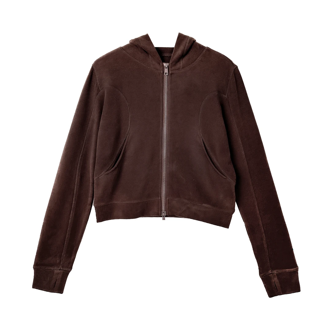 QYCF023-2F-530秋冬简约时尚百搭休闲修身德绒连帽卫衣