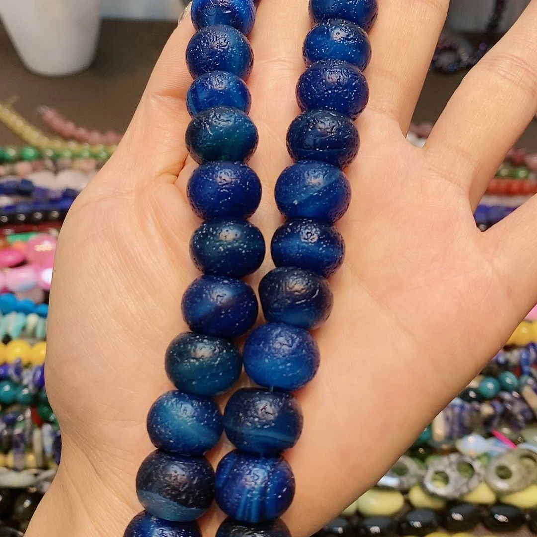 散珠玛瑙/玉髓橘皮玛瑙一条15mm