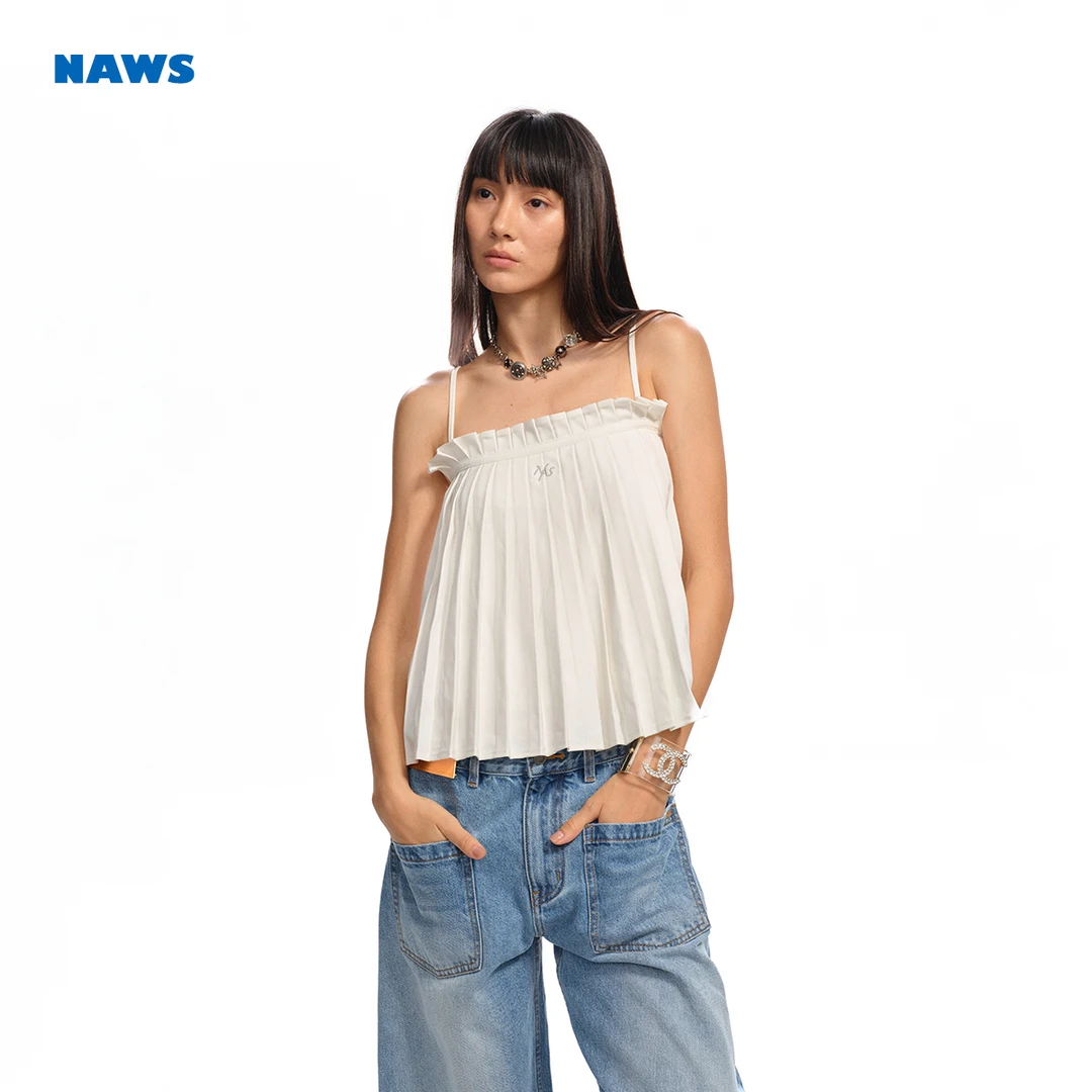 NAWS 空气背心 【Nice系列】风琴褶A字宽松休闲显瘦度假背心吊带