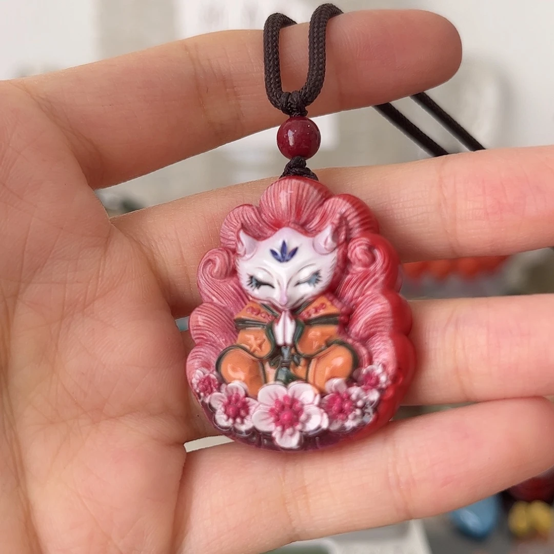 天然辰砂矿坑吊坠