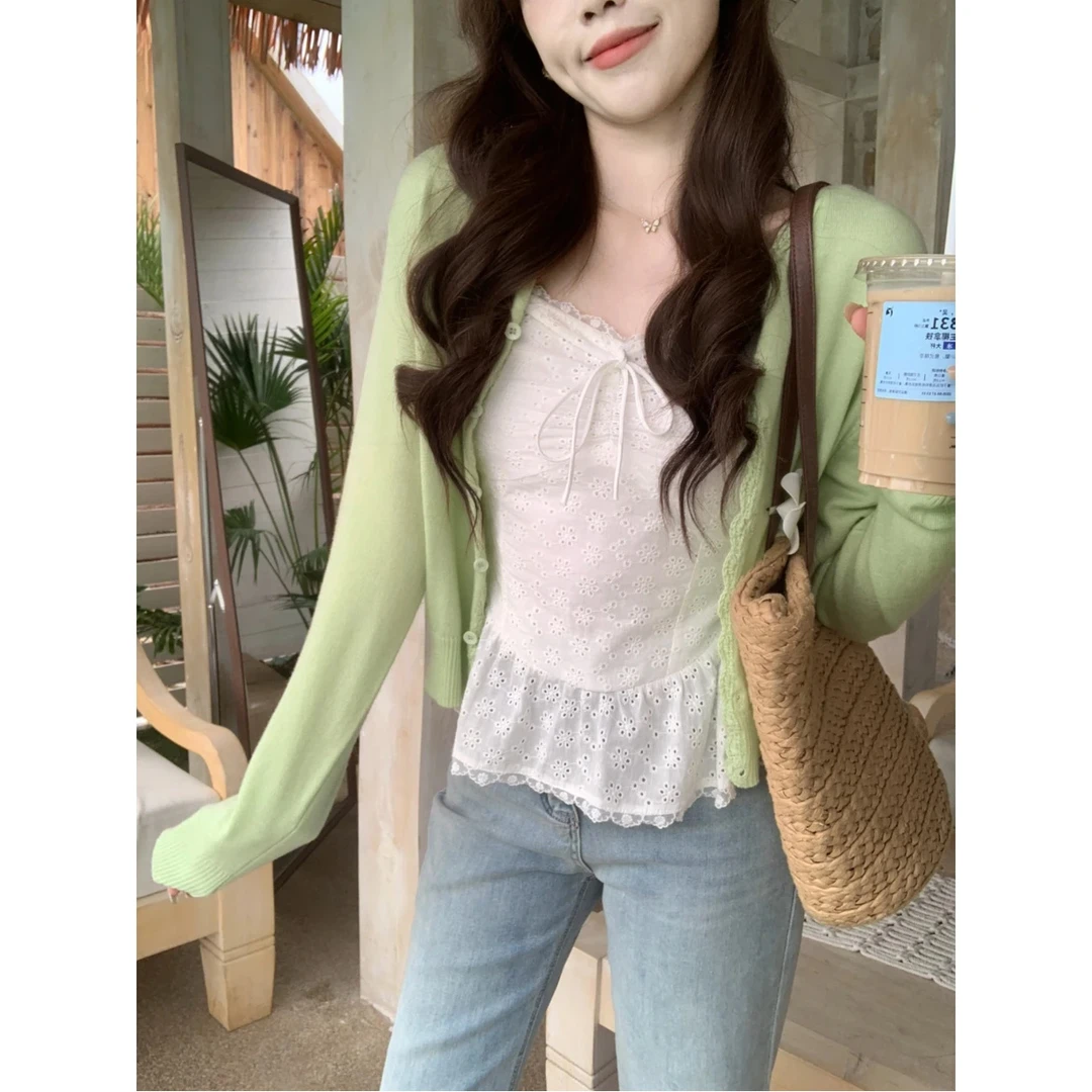 小奶盖 纯欲感甜美小众精致镂空蕾丝花边吊带背心