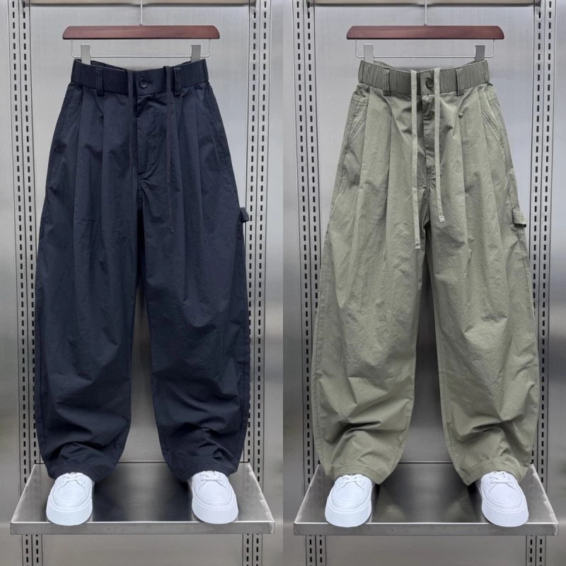 仓石一树春秋新款潮牌日系宽松阔腿工装裤男士户外休闲直筒弯刀裤