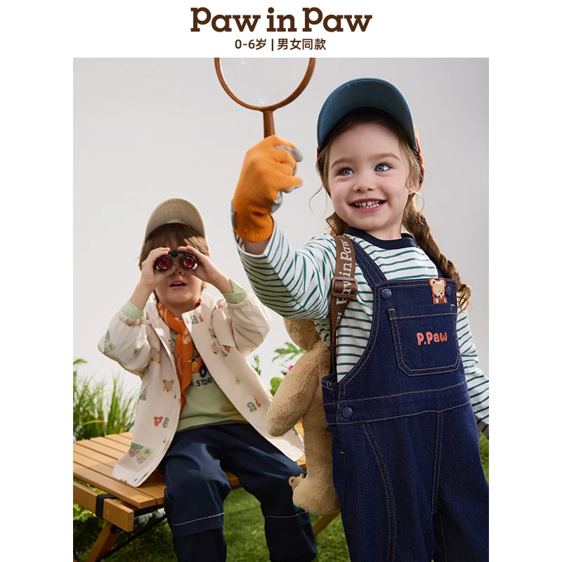 【莱卡】卡通小熊童装25年春夏新款男女宝牛仔裤背带裤PCTVF2291E