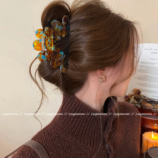 高级感花瓣法式抓夹女醋酸大号鲨鱼夹2025新款发夹气质后脑勺发饰