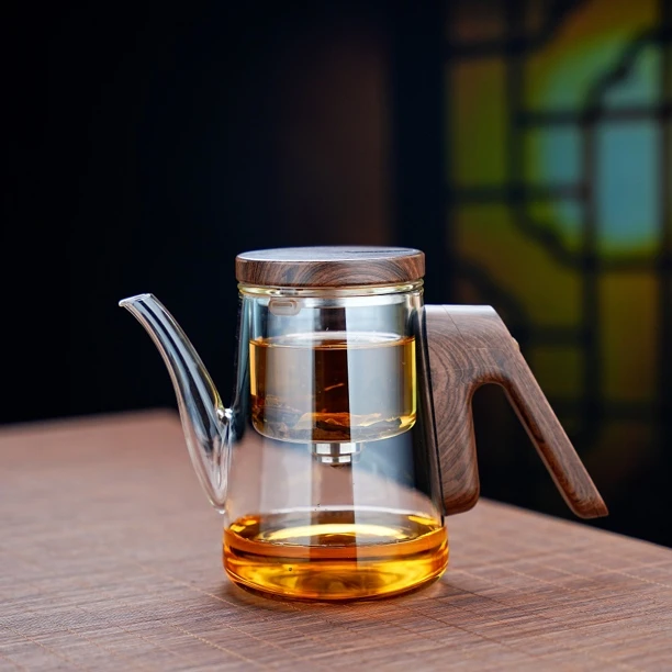 [deskpot/顶壶]高档一键磁吸茶水分离飘逸杯加厚大容量玻璃泡茶壶