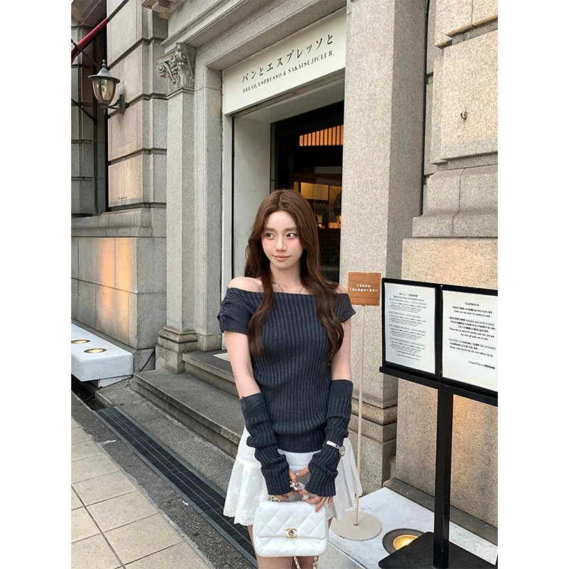 老钱风松弛感女装气质修身针织上衣新款洋气百搭显瘦短裙两件套潮