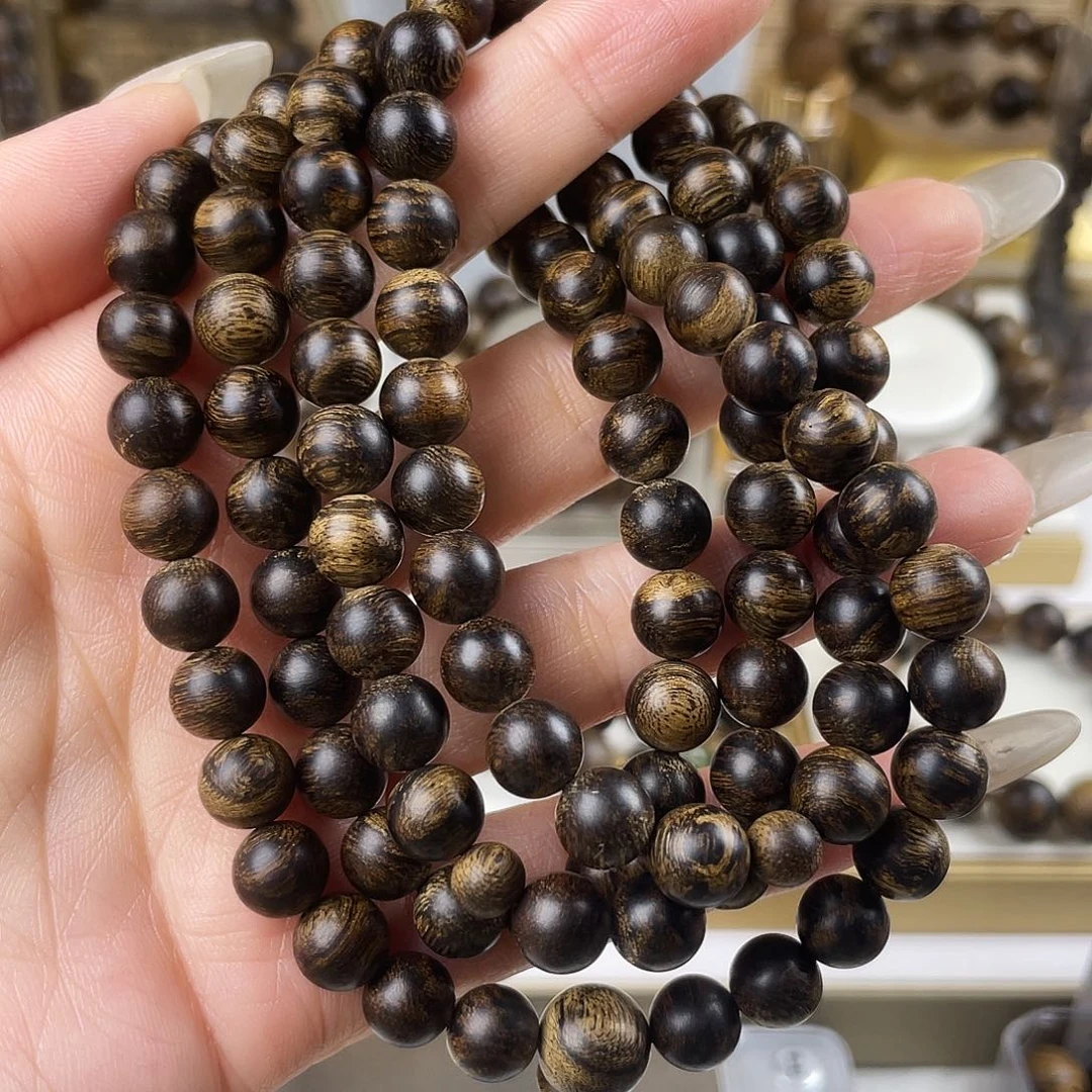 高***哥手串沉香越南芽庄老白棋窖藏古董玉化瘤疤虎斑0.8×108