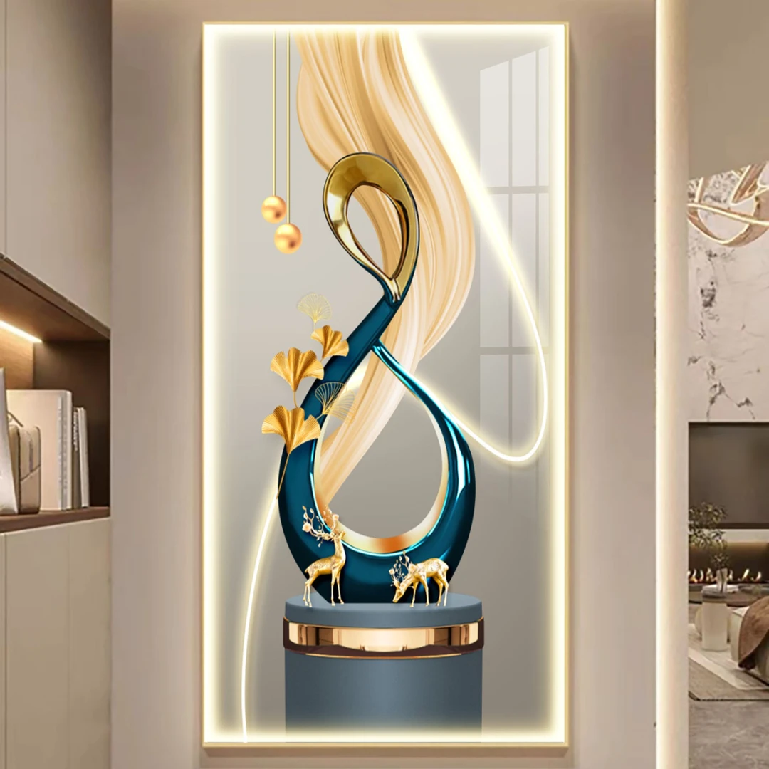 法罗迪现代简约灯带客厅玄关挂画2025最新款高级感入户装饰