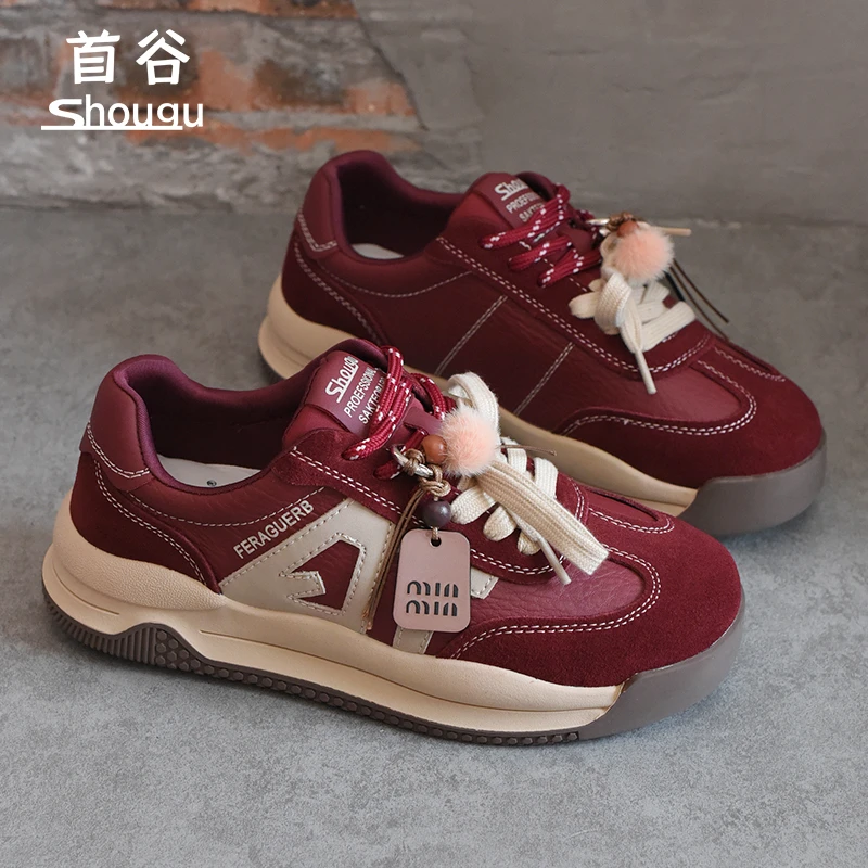 shougu/首谷2025秋季新款厚底百搭德训鞋女款时尚运动休闲阿甘鞋