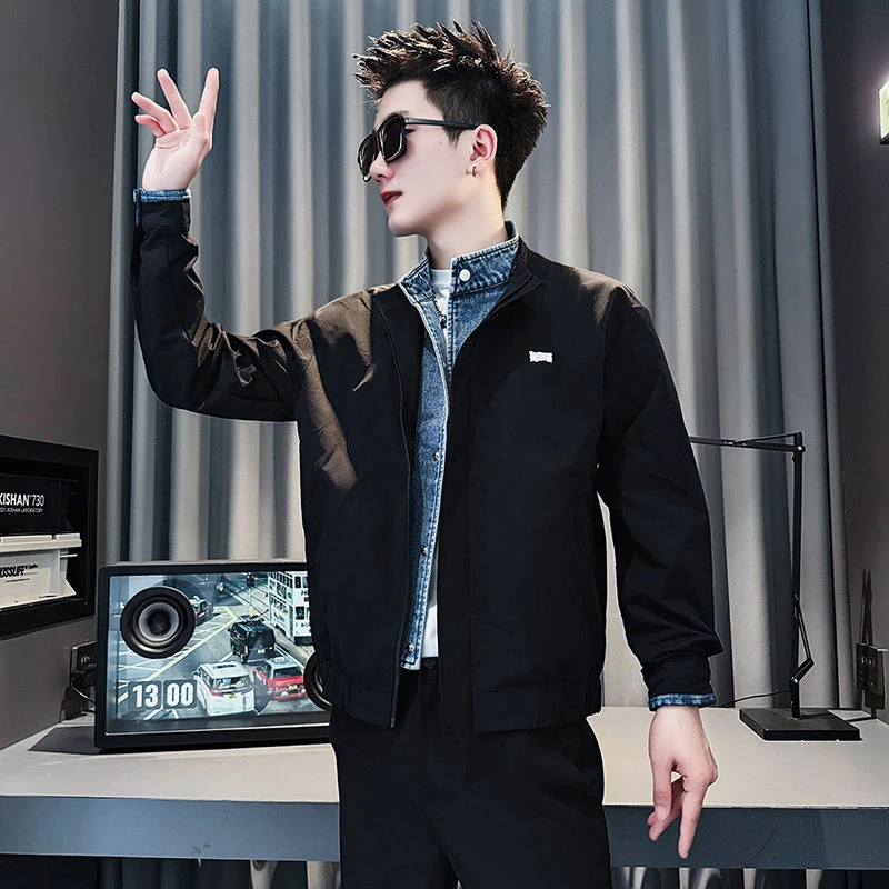 高级感立领夹克外套男春秋痞帅工装上衣2025新款时尚潮流休闲褂子