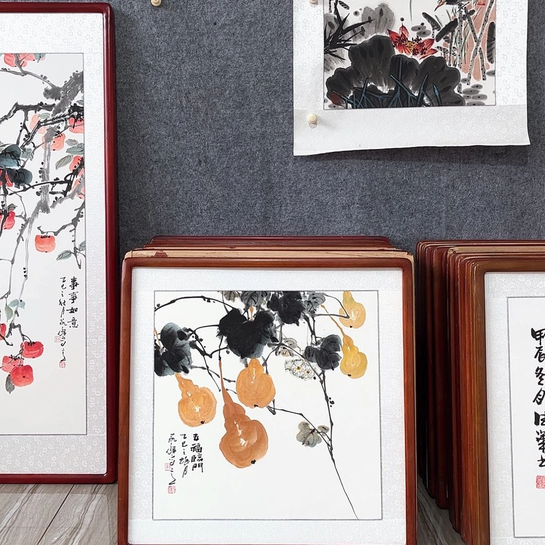 国画书画作品带框63×63