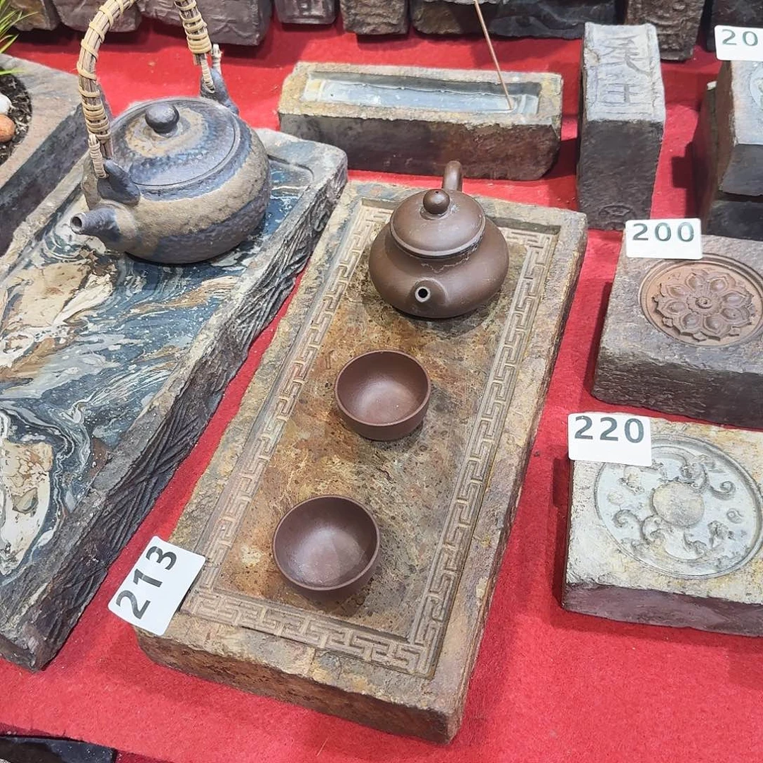 老砖茶台，砚台，画像砖