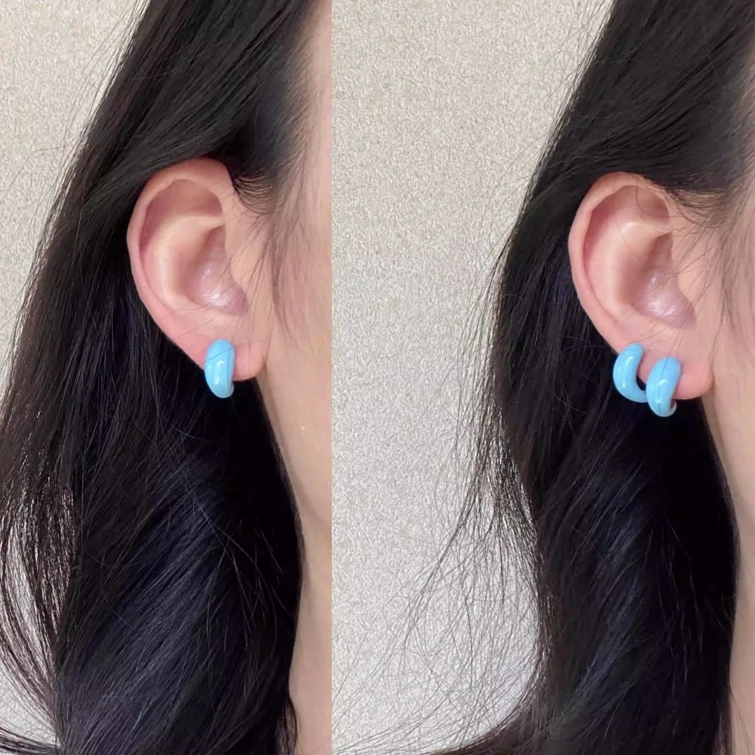 奶蓝色一款两戴耳环小众设计感高级感耳饰个性耳钉女