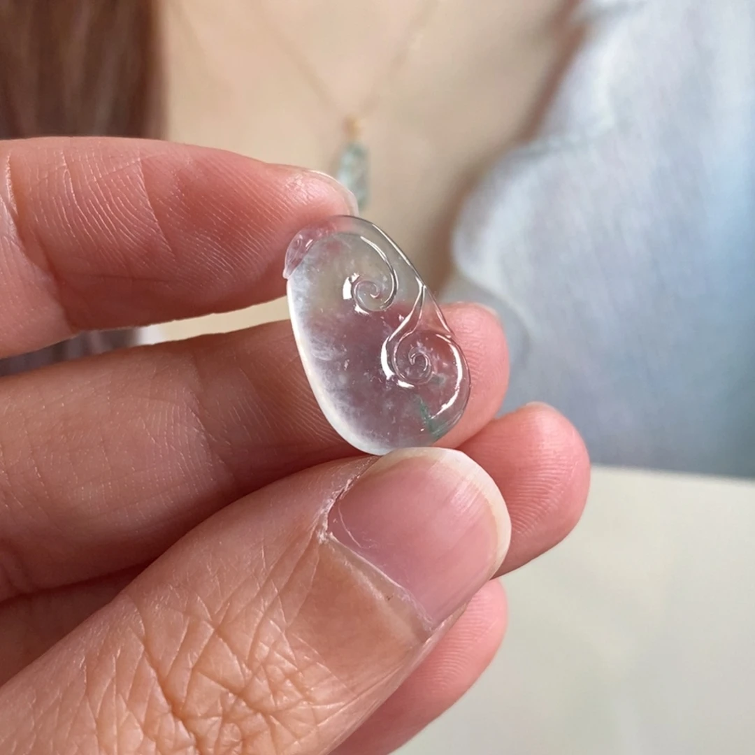 翡翠颈饰未镶嵌天然缅甸翡翠A货如意