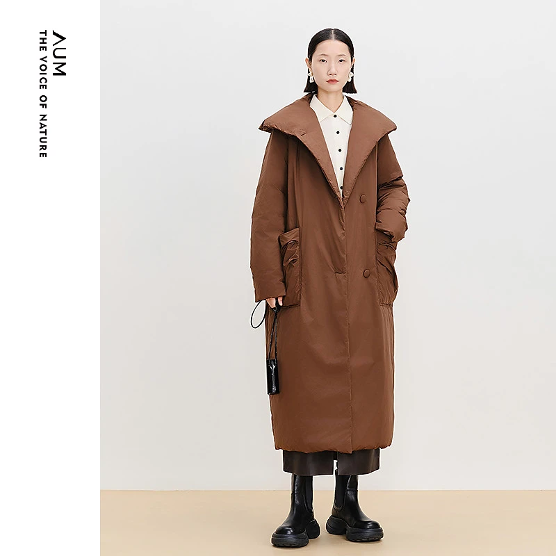 AUM/噢姆冬季90%鹅绒简约气质收腰保暖休闲雅丹风羽绒服M1EG4946Y